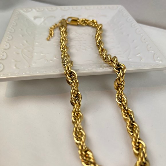 Thick Chain Necklace Gold Thick Choker Necklace Chunky Chain Twisted Necklace - Picture 8 of 13